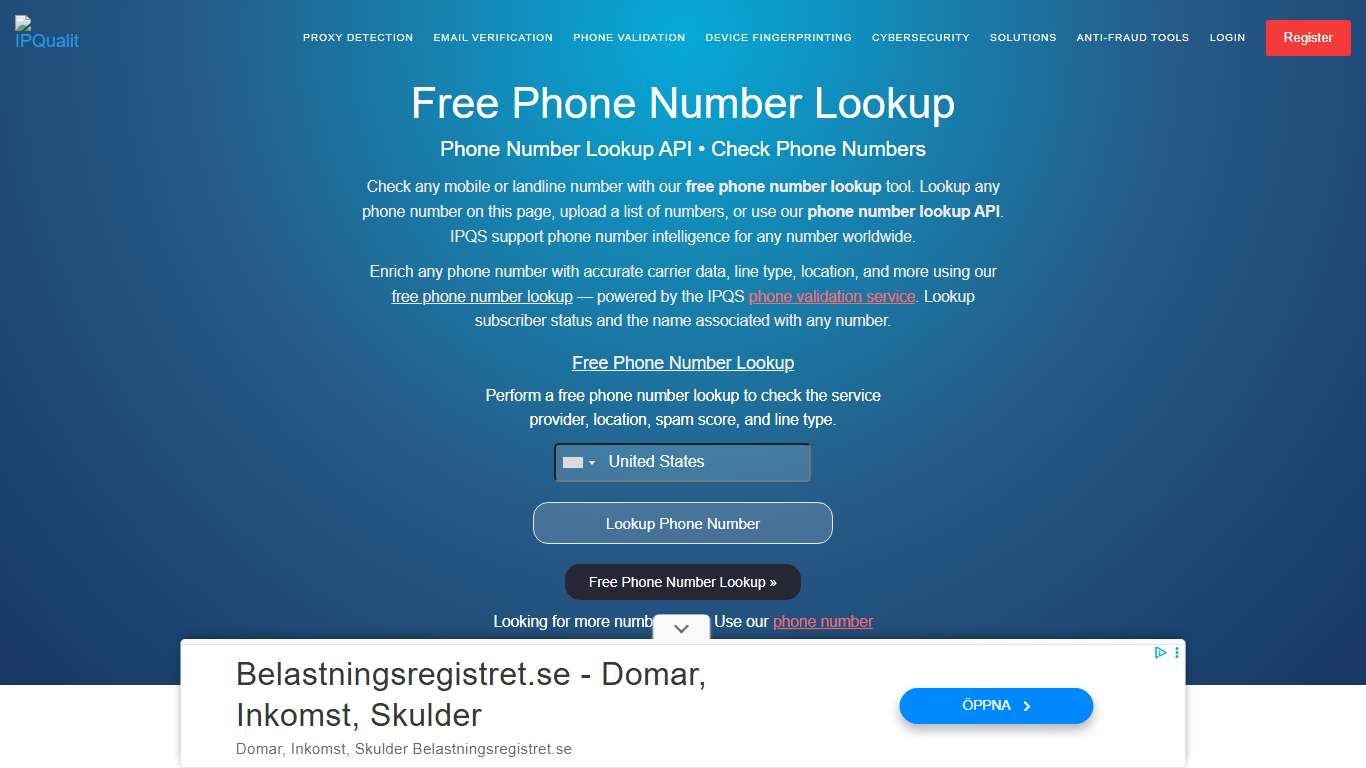 Free Phone Number Lookup Tool Phone Number Lookup API